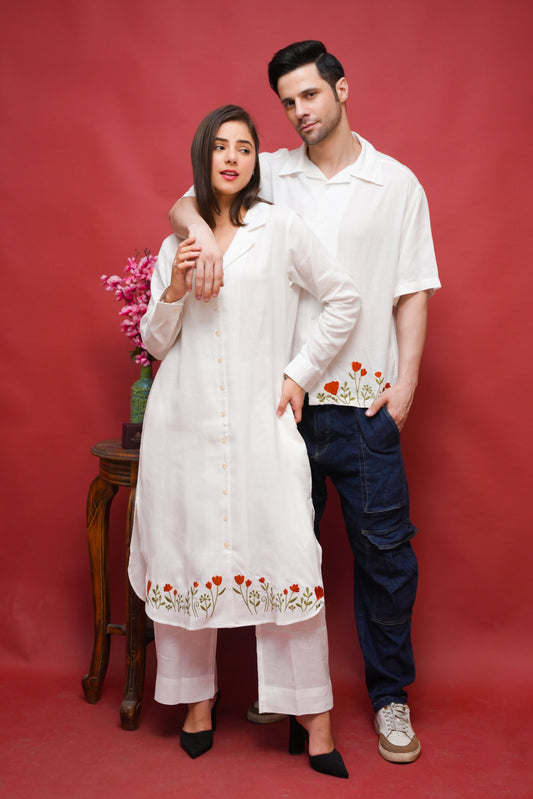Ivory Botanical Couple Matching Outfit