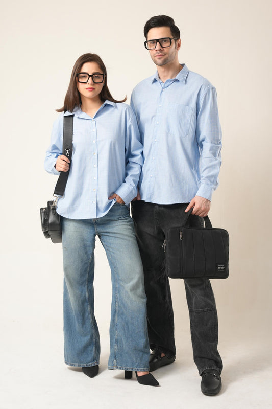 Light Blue Stripe Couple Outfit