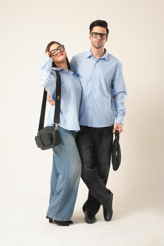Light Blue Stripe Couple Outfit